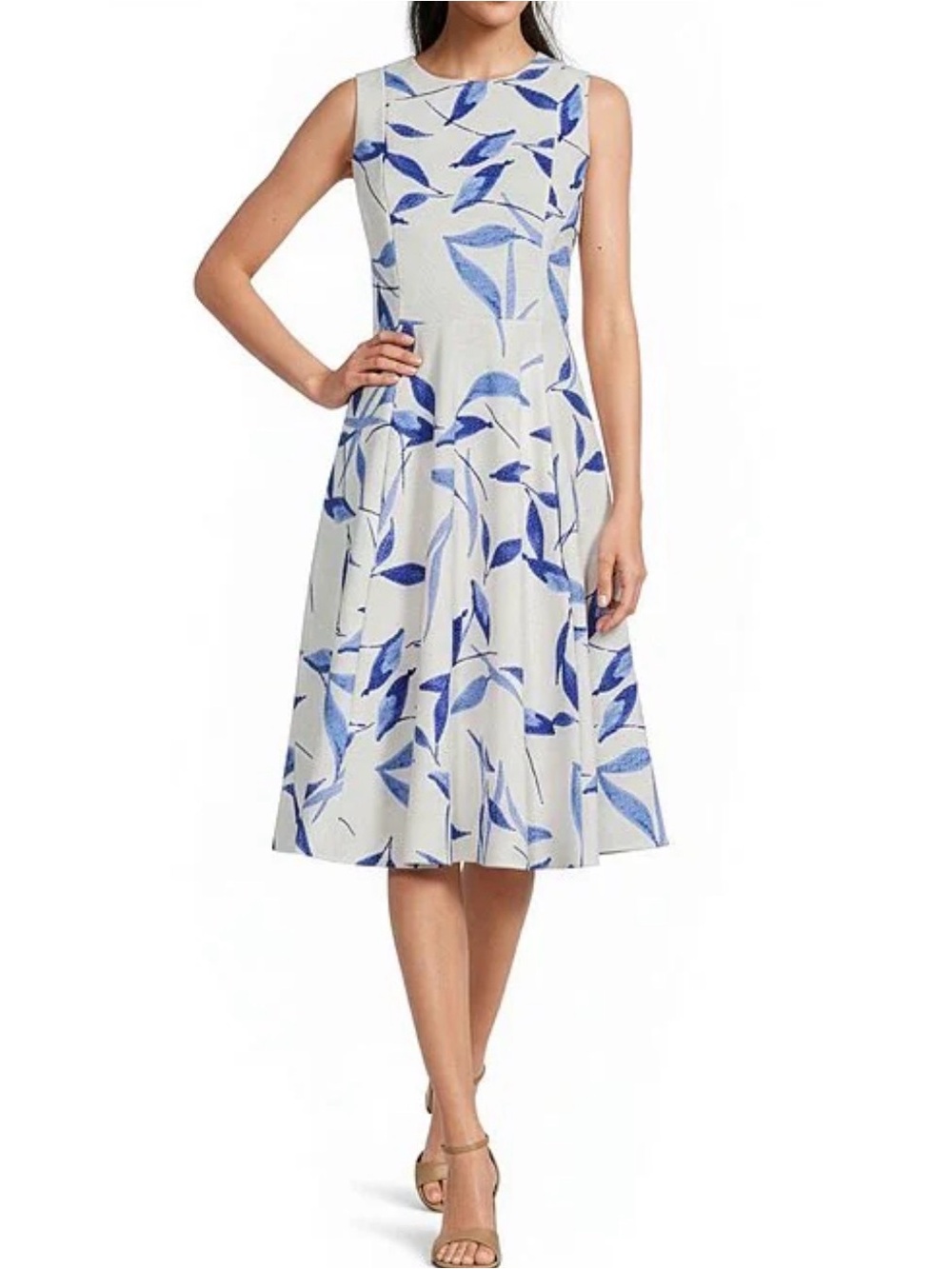 NWT Calvin Klein Women's Sleeveless Printed Scuba A-Line Dress